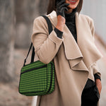 Deep Green Houndstooth Pattern Print Double Strap Bible Bag