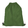 Deep Green Houndstooth Pattern Print Drawstring Bag