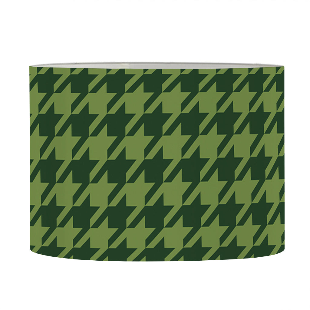 Deep Green Houndstooth Pattern Print Drum Lamp Shade