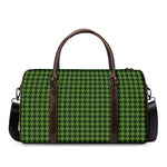 Deep Green Houndstooth Pattern Print Duffle Bag