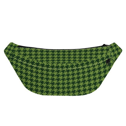 Deep Green Houndstooth Pattern Print Fanny Pack