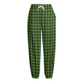 Deep Green Houndstooth Pattern Print Fleece Lined Knit Pants