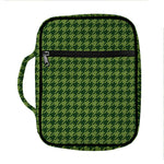 Deep Green Houndstooth Pattern Print Front Pocket Bible Bag