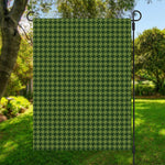 Deep Green Houndstooth Pattern Print Garden Flag