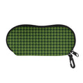 Deep Green Houndstooth Pattern Print Glasses Case