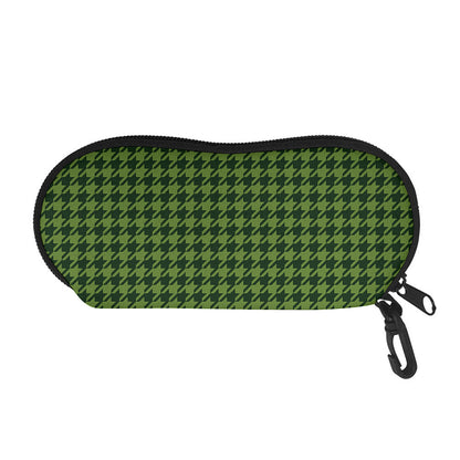 Deep Green Houndstooth Pattern Print Glasses Case