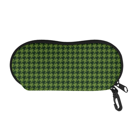 Deep Green Houndstooth Pattern Print Glasses Case