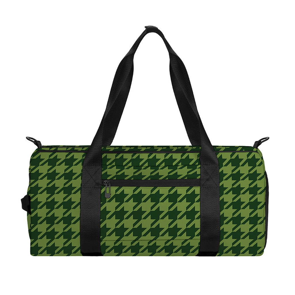 Deep Green Houndstooth Pattern Print Gym Bag