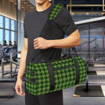 Deep Green Houndstooth Pattern Print Gym Bag