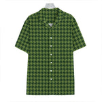 Deep Green Houndstooth Pattern Print Hawaiian Shirt