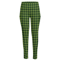 Deep Green Houndstooth Pattern Print High-Waisted Pocket Leggings