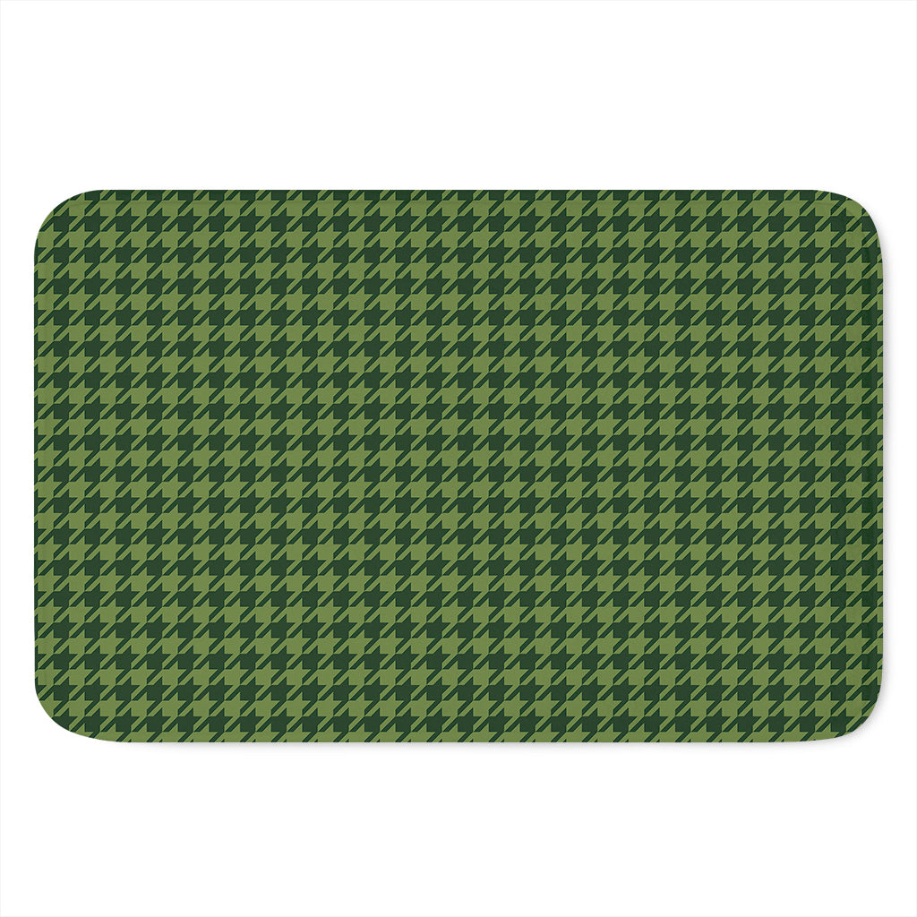 Deep Green Houndstooth Pattern Print Indoor Door Mat