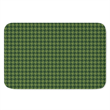 Deep Green Houndstooth Pattern Print Indoor Door Mat