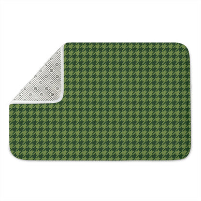 Deep Green Houndstooth Pattern Print Indoor Door Mat