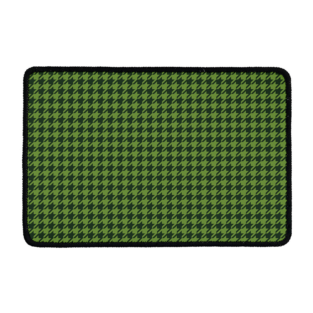 Deep Green Houndstooth Pattern Print Kitchen Mat