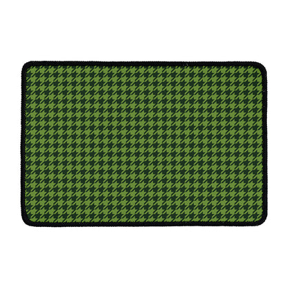Deep Green Houndstooth Pattern Print Kitchen Mat