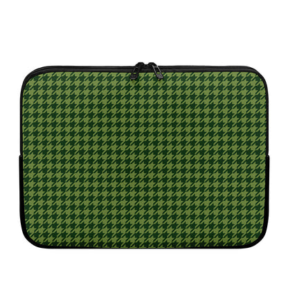 Deep Green Houndstooth Pattern Print Laptop Sleeve