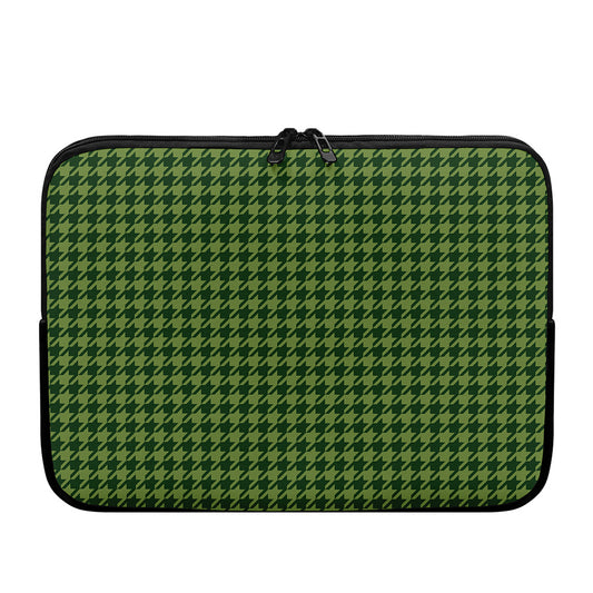 Deep Green Houndstooth Pattern Print Laptop Sleeve