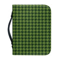 Deep Green Houndstooth Pattern Print Leather Bible Cover