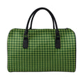 Deep Green Houndstooth Pattern Print Leather Duffel Bag