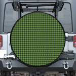 Deep Green Houndstooth Pattern Print Leather Spare Tire Cover