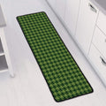 Deep Green Houndstooth Pattern Print Long Kitchen Mat