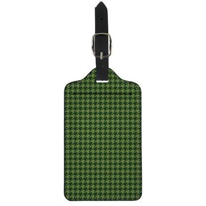 Deep Green Houndstooth Pattern Print Luggage Tag