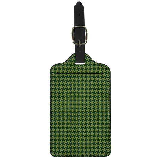 Deep Green Houndstooth Pattern Print Luggage Tag