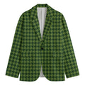 Deep Green Houndstooth Pattern Print Men's Blazer