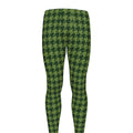 Deep Green Houndstooth Pattern Print Men's Leggings