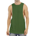 Deep Green Houndstooth Pattern Print Men's Muscle Tank Top
