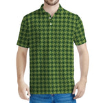 Deep Green Houndstooth Pattern Print Men's Polo Shirt