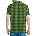 Deep Green Houndstooth Pattern Print Men's Polo Shirt