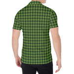Deep Green Houndstooth Pattern Print Men's Shirt