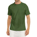 Deep Green Houndstooth Pattern Print Men's Short Sleeve Rash Guard