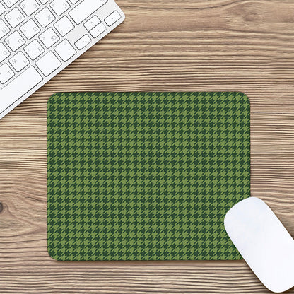 Deep Green Houndstooth Pattern Print Mouse Pad