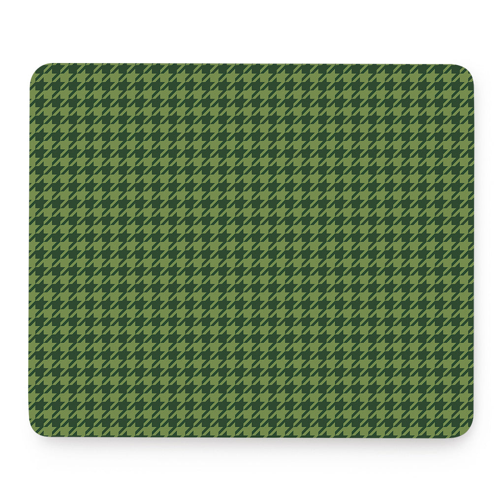 Deep Green Houndstooth Pattern Print Mouse Pad