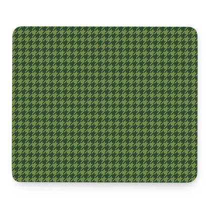 Deep Green Houndstooth Pattern Print Mouse Pad