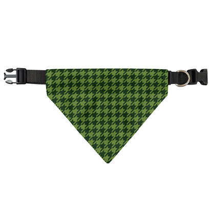 Deep Green Houndstooth Pattern Print Over The Collar Dog Bandana
