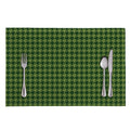 Deep Green Houndstooth Pattern Print Placemat