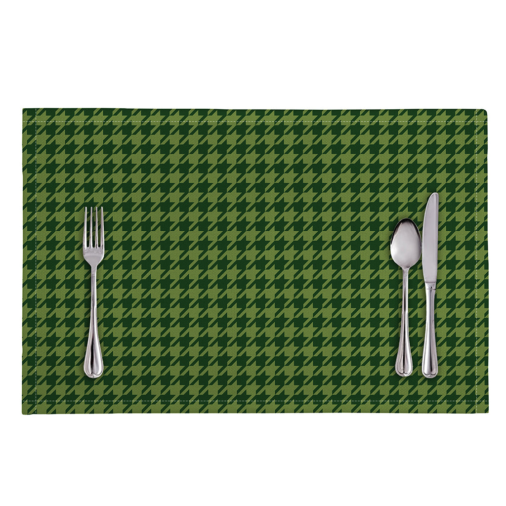 Deep Green Houndstooth Pattern Print Placemat