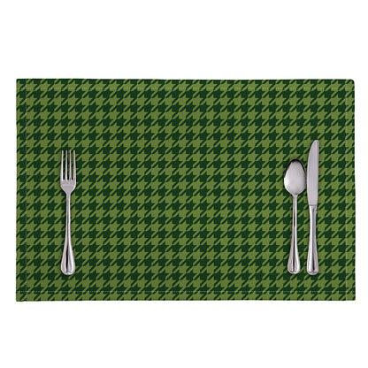 Deep Green Houndstooth Pattern Print Placemat