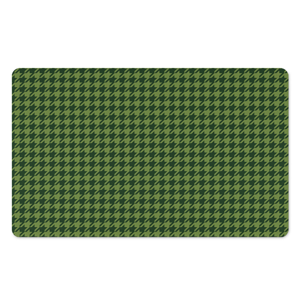 Deep Green Houndstooth Pattern Print Polyester Doormat