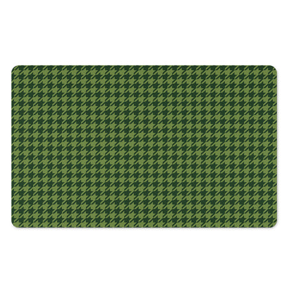 Deep Green Houndstooth Pattern Print Polyester Doormat
