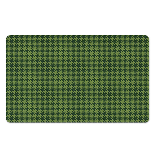 Deep Green Houndstooth Pattern Print Polyester Doormat