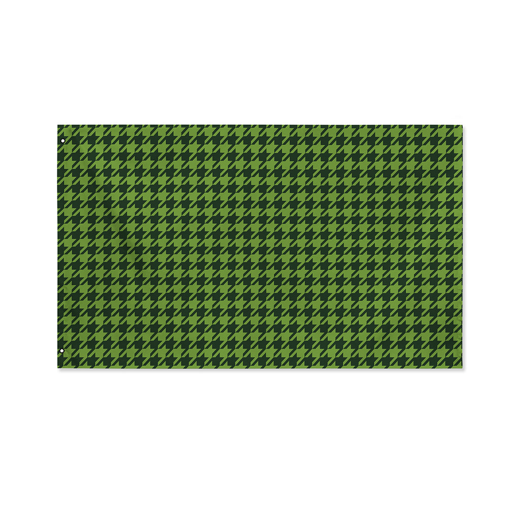 Deep Green Houndstooth Pattern Print Polyester Flag