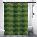 Deep Green Houndstooth Pattern Print Premium Shower Curtain