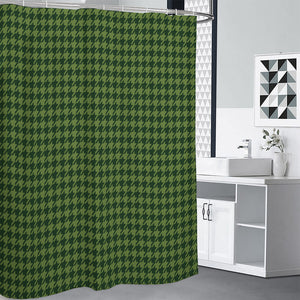 Deep Green Houndstooth Pattern Print Premium Shower Curtain