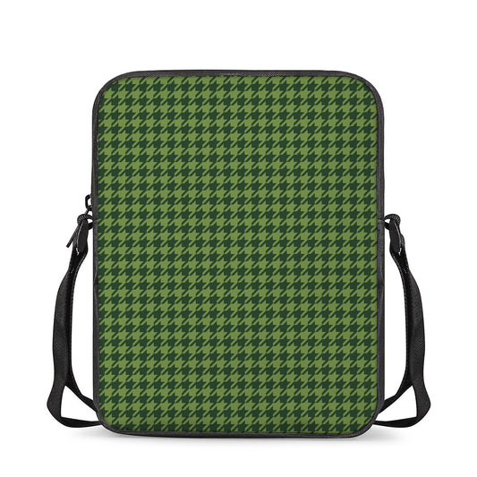 Deep Green Houndstooth Pattern Print Rectangular Crossbody Bag