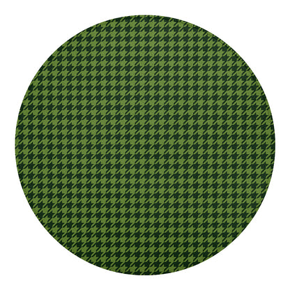 Deep Green Houndstooth Pattern Print Round Blanket